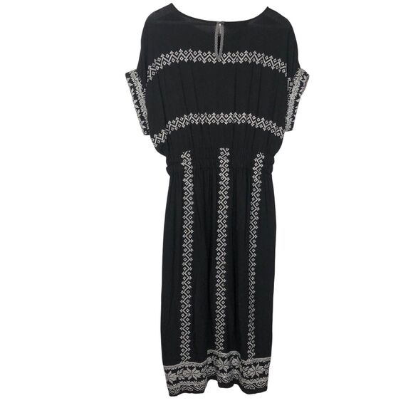 Anthro Corey Lynn Calter Jolene Embroidered Dress Medium  Black Crinkle Gauze - Picture 7 of 12